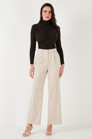 Lela Streç Büzgü Detaylı Slim Fit Dik Yaka Bayan Bluz 669925 Kahve