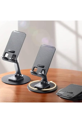 Ayarlanabilir Tablet Ve Cep Telefonu Standı Kendi Etrafonda 360 Derece Dönebilen Alüminyum Masaüstü Çok Amaçlı T