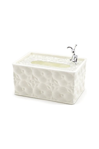 Barotti Dmr-9916 Yaylı Dekoratif Dikdörtgen Peçetelik - 18.4x12.5x9 Cm, Beyaz