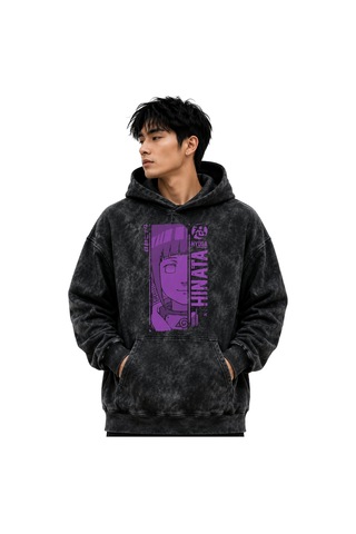 Sevbano Hinata Hyoga Naruto Anime Baskılı Unisex Oversize Yıkamalı Premiu Siyah