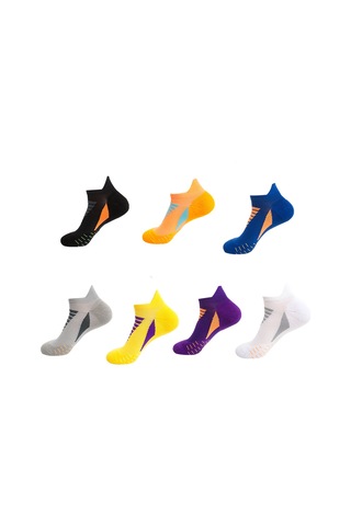 Lemestar Unisex Spor Çorapları - Soluk Ayaklı, Nefes Alıcı, Ter Emici - Futbol, Basketbol, Koşu İçin - Turuncu Mavi Desen - Tek Beden Turuncu