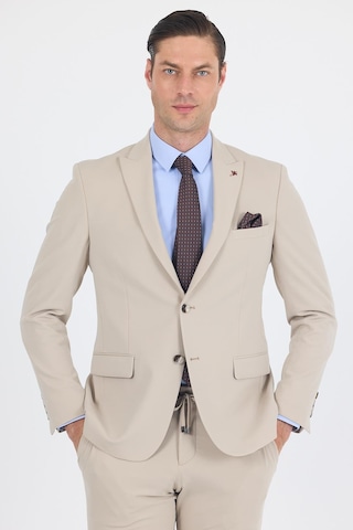 İmza Bej Kırlangıç Yaka Kelebek Astar 6 Drop Slim Fit Beli Lastikli Takım Elbise 1001250176 Bej