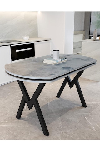 Avenza Living 70 120 Sabit Gofret Yemek Masası Gri - Mermer