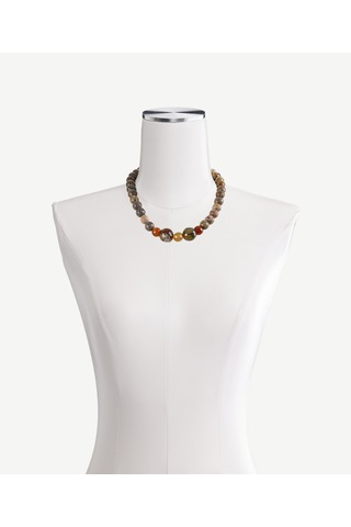 Yargıcı Yuvarlak Formlu Doğal Taş Kolye 25kkbj8158x 005 Renkli