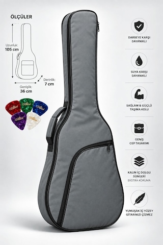 Yankı Egc-37gr Gri Elektro Gitar Kılıfı Kalın Pedli Suya Dayanıklı Softcase - 9057718277980