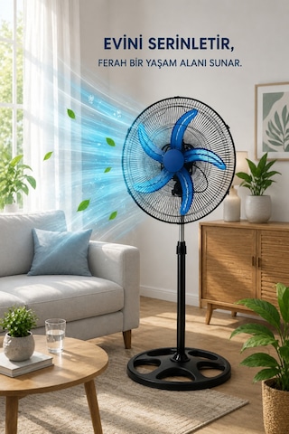 Sanayi Tip 4 Salınım Vantilatör Güçlü 18" 80w Güçlü Performansı Ve Dayanıklı Yapı Serinletici Fan