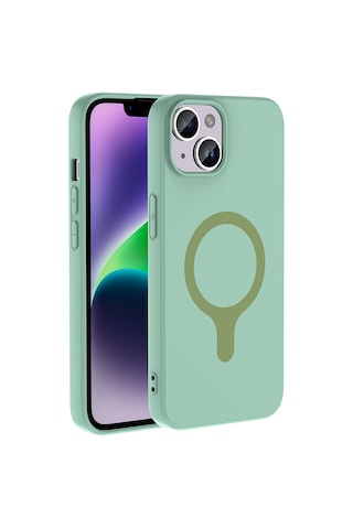 iPhone Uyumlu 14 Kılıf M-safe Şarj Özellikli Frm Aris Silikon Kapak - Turkuaz
