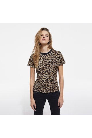 The Kooples Kadın Leopar Baskılı T-shırt Kahverengi