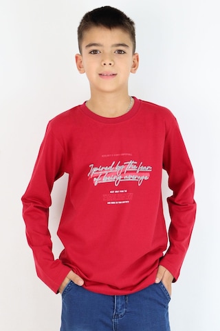 Breeze Erkek Çocuk Uzun Kollu Tişört Yazı Baskılı 8-14 Yaş, Bordo Bordo