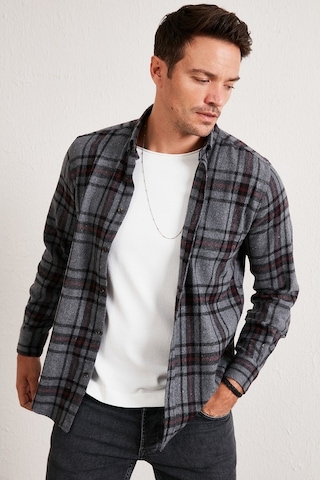 Buratti Ekoseli Uzun Kollu Slim Fit Kışlık Erkek Gömlek Cf21W112844 Antrasit