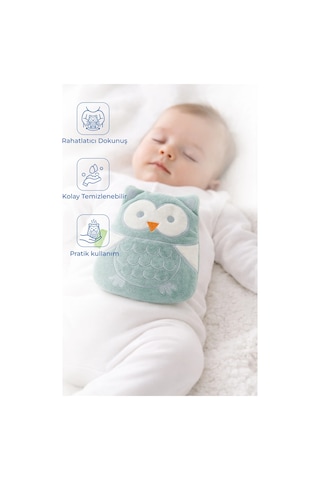 Babyjem Kiraz Çekirdekli Baykuş Kadife Rahatlatıcı Gaz Kemeri & Gaz Yastığı - Yeşil
