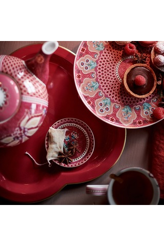 Kırmızı Porselen Çay Tabağı 9 Cm