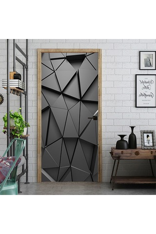 Aubyhe Sp-f068 M Siyah Geometrik 3d Kapı Sticker 44x200cmx2 Adet - Ev Dekorasyonu İçin Kolay Kullanıma Uygun, Dayanıklı Malzeme Çok Renkli