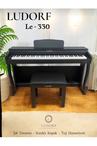 Ludorf Le 330 Siyah Profesyonel Dijital Piyano 88 Tuşlu Tuş Hassasiyetli +tabure / Kulaklık