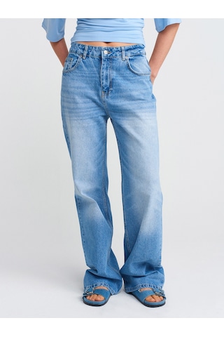 Dilvin 71791 Açık Renk Wideleg Denim Pantolon-mavi Mavi