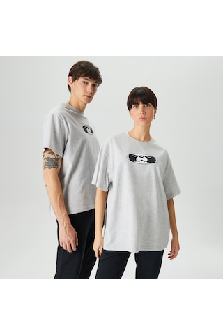 Leo Panda Unisex Gri T-shirt