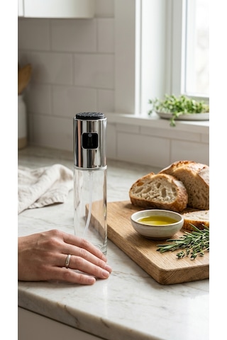 100 Ml Premium Cam Sprey Yağdanlık, Püskürtmeli Airfryer Yağlık-gümüş Çok Renkli