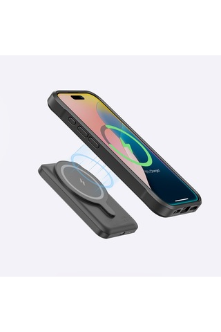 İphone 16 Uyumlu Kılıf Magsafe Özellikli Standlı Kartlıklı Set Amazingthing Glamour Luxe Serisi Kapak Siyah