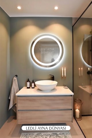 Ledliaynadünyası 60 Cm Beyaz Ledli Banyo Antre Makyaj Aynası Beyaz - Gümüş