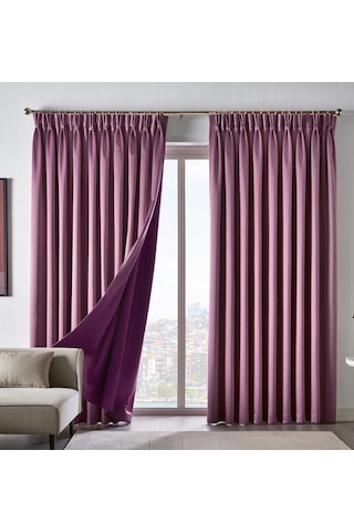 Dauble Blackut Karartma Perde Tek Kanat 1x2 Amerikan Pileli Fon Perde Gül Kurusu