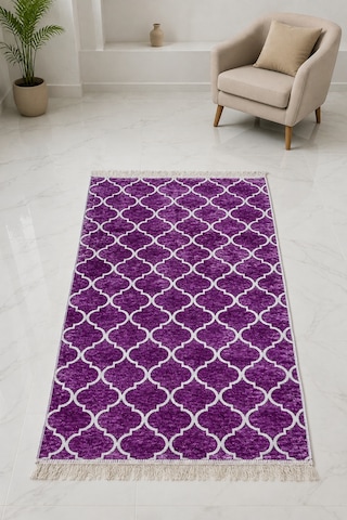 Kilim Paspas Çok Amaçlı Halı Makinede Yıkanabilir Toz Yapmaz Lila 2