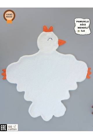 Kışlık Wellsoft Peluş Kuzu Kumaş Bebek Battaniyesi- Çok Amaçlı Minik Kuş Bebek Örtüsü -120x120cm Ekru