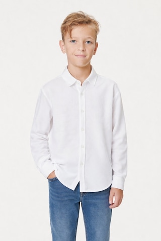 Ahengim Erkek Çocuk Modern Kesim Beyaz Polyester Basic Gömlek Ak8789