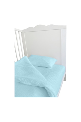 4 Katlı Müslin Bebek Nevresim Takımı Uyku Seti %100pamuk Mavi