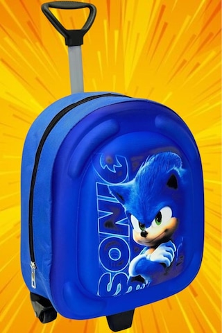 Tezzgelsin Kirpi Sonic 3d Baskılı Çekçekli Anaokulu Kreş 2-6 Yaş Sırt Çantası Ve Okul Çantası MAvi