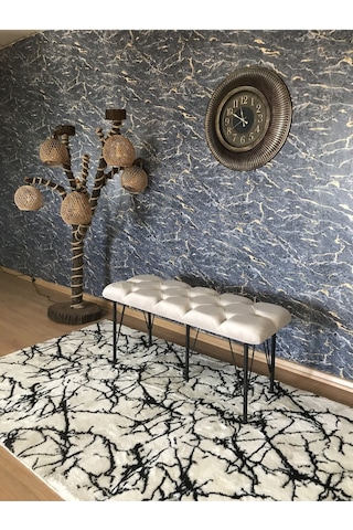 Yirmi15 Metal Ayaklı Babyface Puf & Bench Tekli Krem Bench