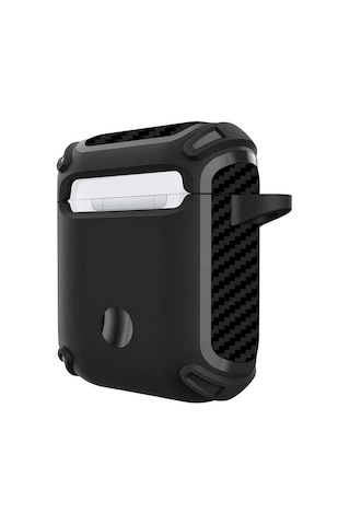 Apple Uyumlu AirPods Kılıf Sert Armor Karbon Görünüm A26
