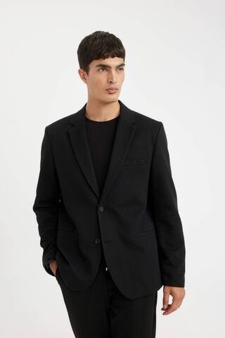 Defacto Slim Fit Dar Kesim Astarlı Düğmeli Blazer Ceket N0503AZ24AUBK27 Siyah