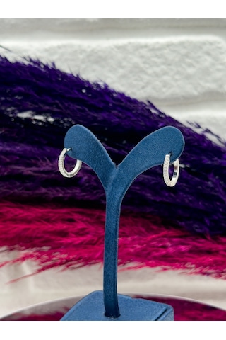 925 Ayar Gümüş Halka Modeli Orta Boy Zarif Kadın Küpe Gümüş