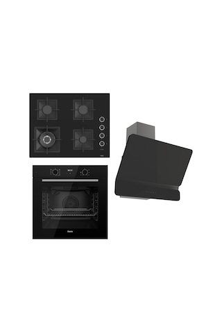 Ferre Flowart Serisi Siyah Ankastre Set SC405-WFA - QBL63CS - D080
