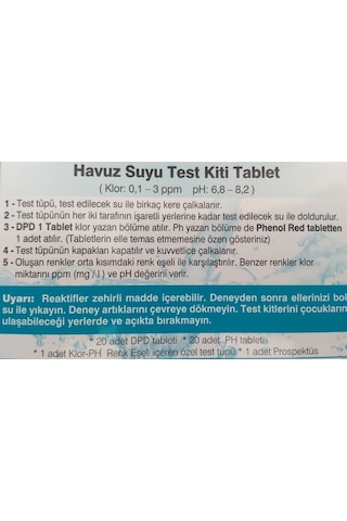 Havuz Suyu Test Kiti Sutest Klor Ph Ölçüm Kiti Haplı Tablet