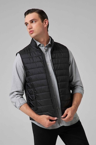 D's Damat Regular Fit Siyah Dik Yaka Elyaf Dolgulu Mevsimlik Fermuarlı Yelek Mont 7HF07ORT42611
