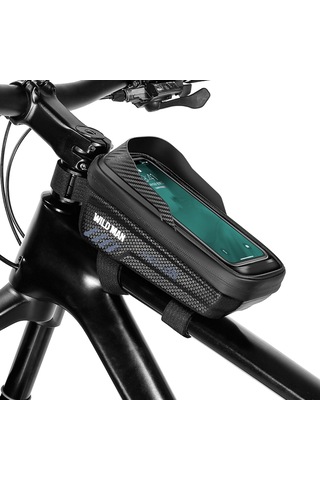 Moveevo Siyah Eva Materyal Dağ Bisikleti Ön Çubuk Çantası, Tpu Şeffaf Pencere, Telefon Taşıma Fonksiyonu, 210 110 110mm Siyah