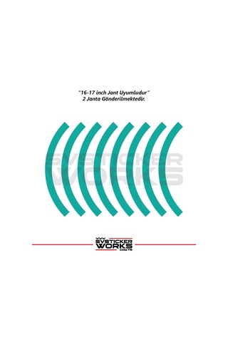 Motosiklet Jant Şeridi Jant Sticker Yarım Kaplama Daire 17-18 İnch Jant Motor Uyumlu Turkuaz