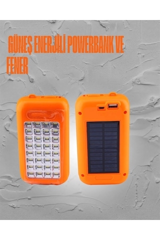 Güneş Enerjili Led Powerbank Işıldak 10000 Mah, Su Geçirmez, 32 Led, Taşınabilir Tasarım Çok Renkli