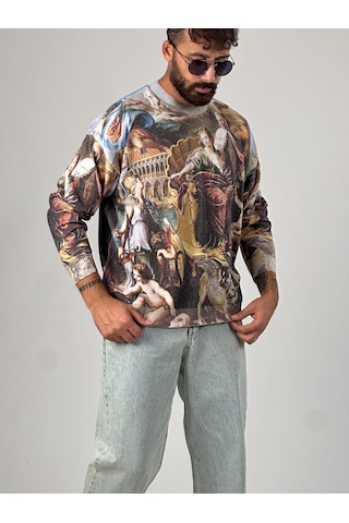 Desenli İtaly Erkek Sweatshirt Coc1026 Çok Renkli