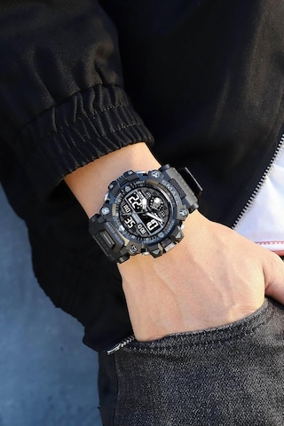 Erkekler Saatler Spor Açık Hava Su Geçirmez Askeri Saat Erkekler İçin Büyük Çift Time Bölgesi Tarih Çok İşlev Sıradan İş Bileklik Taktikleri Alarm Alarm Kronç 8078-black Siyah