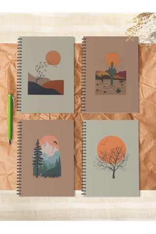 4'lü Spiralli Okul Defteri 60 Yaprak 4'lü Set - A5 Boy Çizgili 15