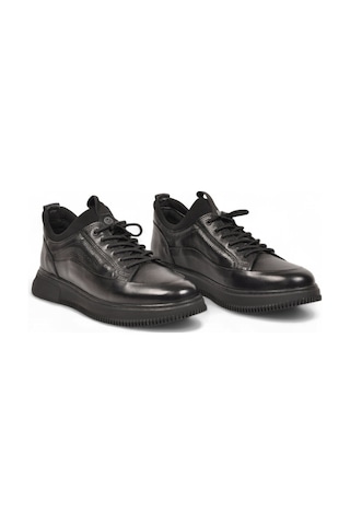 Komcero Kauçuk Tabanlı Bağcıklı Sneaker Siyah Hakiki Deri Erkek Casual Ayakkabı 5k1232-2297