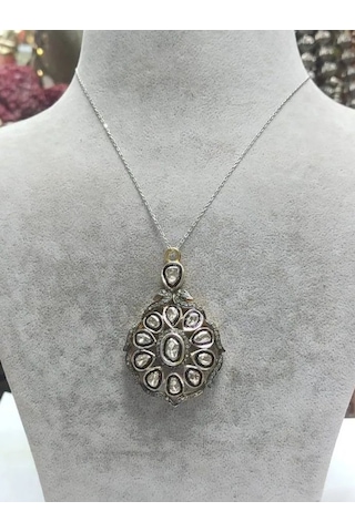 925 Gümüş Ve Polki Elmas Tasarım Kolye 302