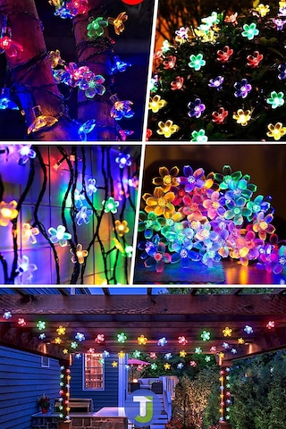 Technojet 50 Çiçekli Led Solar Rgb Bahçe Dekorasyon Güneş Enerjili Aydınlatma Modlu