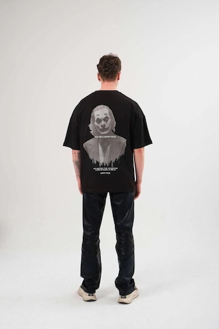 Wear Vexel Kadın Baskılı T-shirt Kısa Kol Bisiklet Yaka Oversize Rahat Kalıp Günlük Tişört - Siyah Çok Renkli