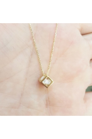 Sembolgold Altın Tektaş Kolye Küre Tasarım Sarı Altın Klb-0376