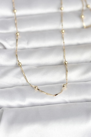 Ceylan Adam Cm 14k Gold Renk Kesme Çubuk Zincir Topçuklu Model 60 Cm Kadın Kolye Çok Renkli