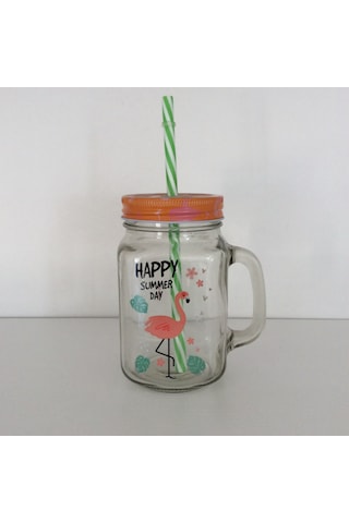 Flamingo Figürlü Limonata Kavanozu Çok Renkli