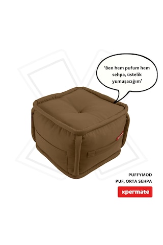 Xpermate Puffymod Dekoratif Kare Puf Orta Sehpa 40x40cmkahverengi